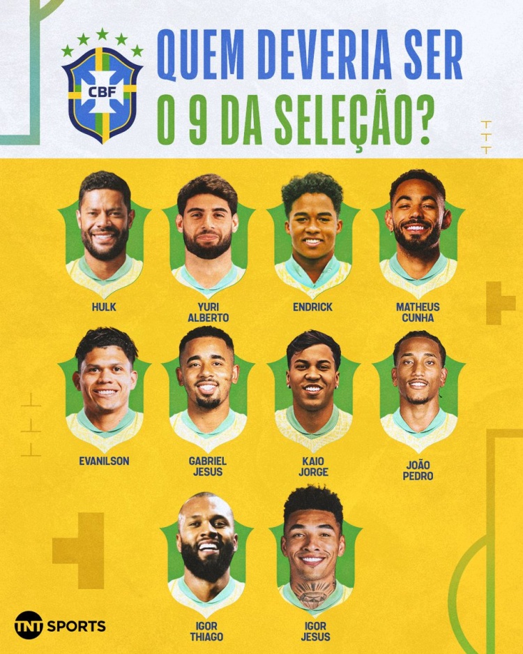 开云体育下载-谁会入选世界杯阵容？TNT列巴西9号位：恩德里克、库尼亚在列