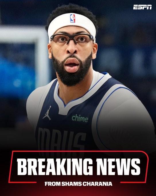 Shams：浓眉或接受手韧带手术将伤缺数月，他的独行侠生涯已结束